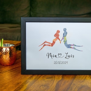 Personalisierbares Geldgeschenk für Freediver Paare - Einzigartiges Geschenk für Apnoe Taucher zu Hochzeiten, Valentinstage, Reisegeschenk