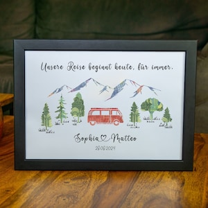 Personalisierter Wunscherfüller Campingvan, Glückwunschkarte Hochzeit, Wohnmobil Geschenk, Camper, Geschenk für Reisende, 50. Geburtstag 40.