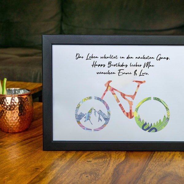 Personalisiertes Geldgeschenk Fahrrad-Fahrer, Fahrrad Geschenk, Radfahrer Glückwunschkarte Hochzeit, Radsport Geschenk Mountainbike Geschenk