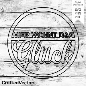 Deurbord "Geluk leeft hier", wanddecoratie, laserbestand, SVG, PNG