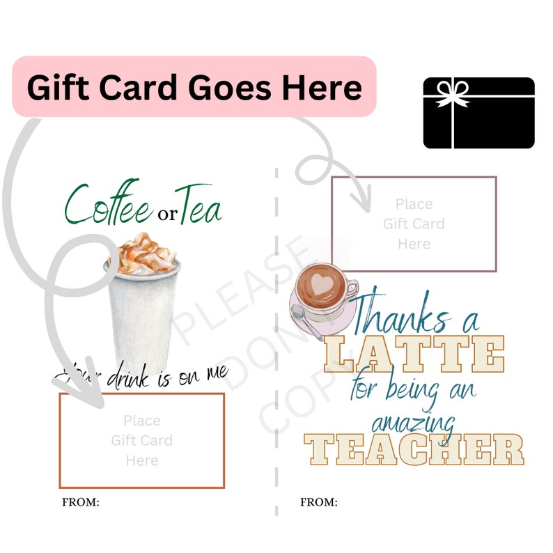 Teacher Gift Card Holder Bundle: Coffee Gift for Teacher Appreciation ...