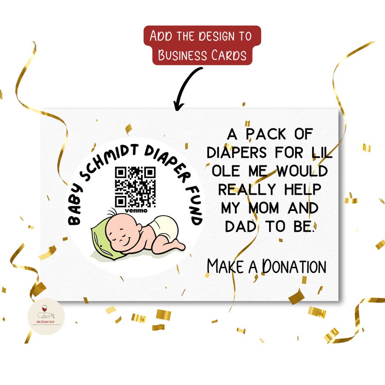 Baby Neutral Diaper Fund QR Code Sticker Baby Shower DIY Etsy Ireland