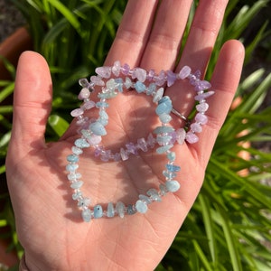 Pulsera de cristal curativo de aguamarina, pulsera curativa, pulsera de cristal, pulsera de aguamarina