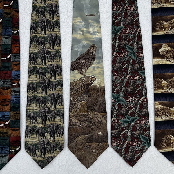 Cute Endangered Species wildlife artwork 100% silk neck tie USA Your Choice