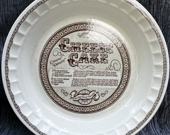 Vtg 1980s Royal China by Jeannette 11 inch Recipe pie plate dish Creamy Dreamy Cheese Cake USA