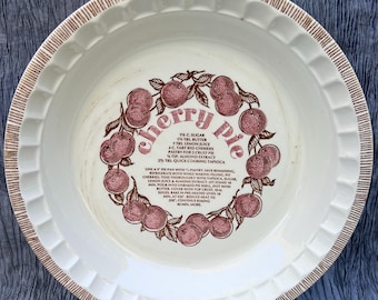 Vtg 1980s Royal China by Jeanette 11" ceramic Recipe pie plate Cherry Pie USA