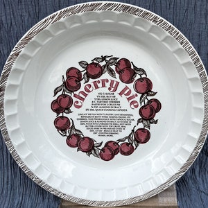 Vtg 1980s? Royal China? ceramic Recipe pie plate dish Cherry Pie USA