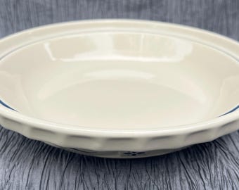 Vtg 1990s Longaberger Pottery Woven Traditions 10" ceramic Pie Plate Classic Blue USA