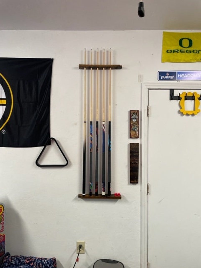 Pool Cue Rack 6position Bourbon Barrel Staves / Wallmounted Etsy