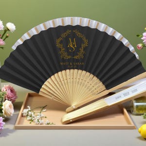 Custom Wedding Hand Fans – Choose Monogram, Color & Design – Personalized Bridesmaid Gifts, Summer Party / Ceremony Fans