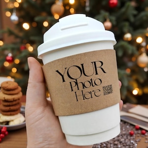 Custom Paper Coffee Cups with Sleeves, Personalized Wedding Birthday Baby Shower Event Party Cups, Corporate Logo Drink Cups