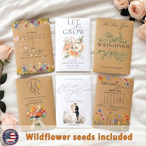Custom Wildflower Seed Packet Wedding Favors – Let Love Grow – Personalized Kraft or White Envelope – Eco-Friendly Guest Gift Party Favor