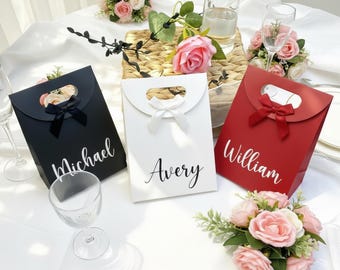 Custom Name Wedding Favor Bags – Personalized Ribbon Gift Bags for Guests, Bridesmaids, Bridal Party, Engagement, Reception or Shower