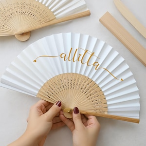Wedding Fans – Personalized Silk Hand Fans in Bulk for Guests, Party Favors, Quinceañeras, Birthdays, Bridesmaids & Custom Events