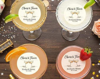Wedding Edible Drink Topper – Cheers to Forever Wafer Paper | Personalized Cocktail Decoration | Custom Edible Image Cupcake Topper
