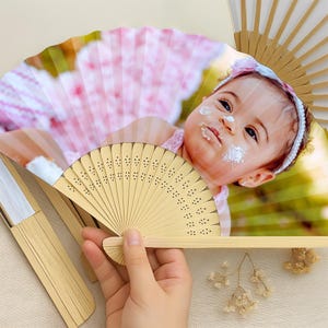 Kids Birthday Party Favor Fan, Personalized Folding Fan with Baby Picture, Custom Photo Fan for Baptism, Christening, or Baby Shower