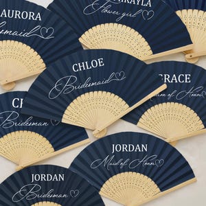 Wedding Paper Folding Fan Custom - Personalized Bridesmaid Favor, Paper Hand Fan with Name, Bridal Shower Gift, Wedding Party Decoration