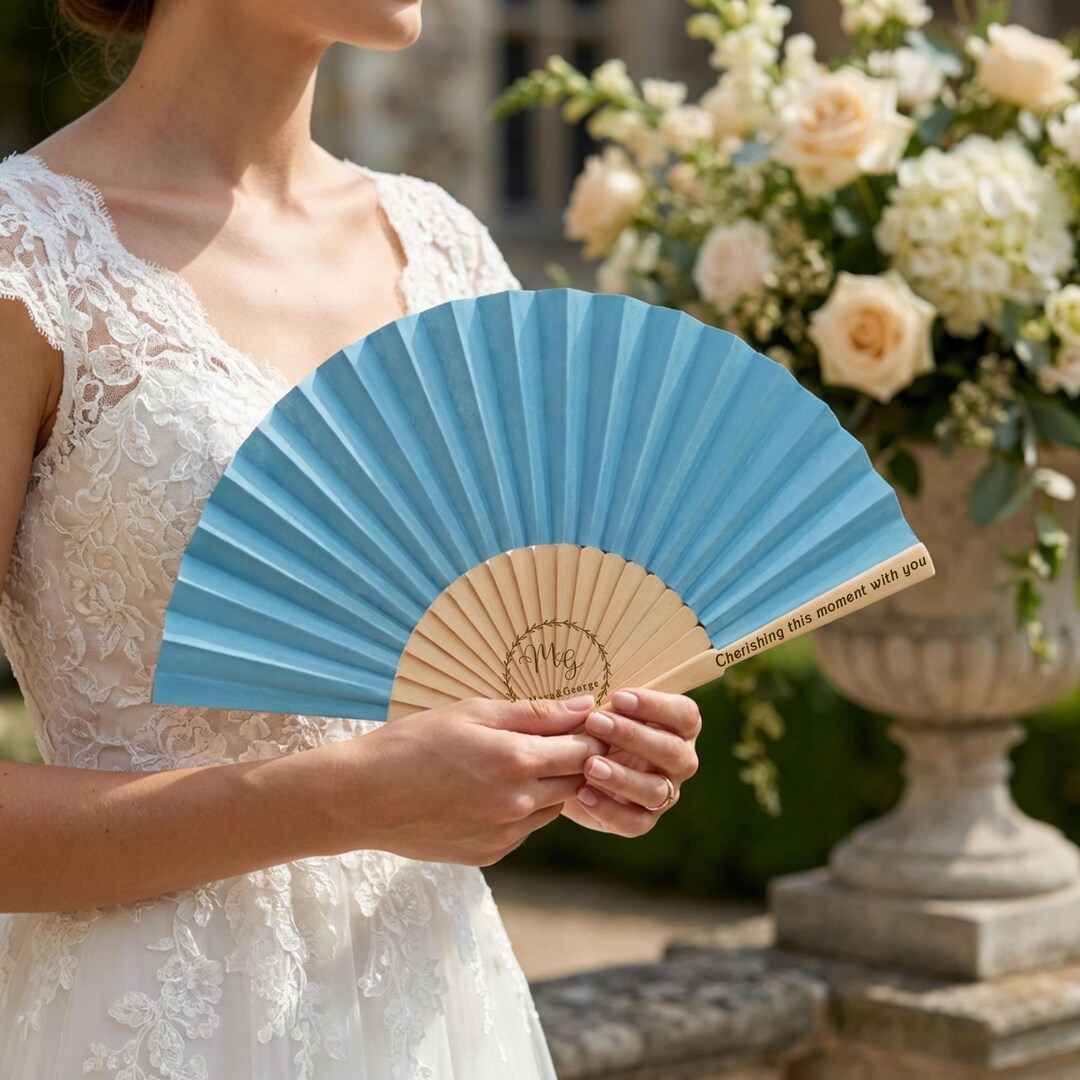 Custom Wedding Fan – Fabric Folding Fan for Ceremony Detail ...