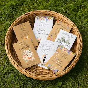 Wildflower Seed Packet/Custom Seed Packets/ Bridal Shower Favor/Included Personalized Seed Packets  for  Guest Wedding Favors in Bulk