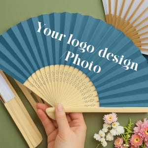Custom Logo Paper Fans Personalized Folding Fans with Your Design Text or Photo for Business Event Party Wedding Sports Giveaway