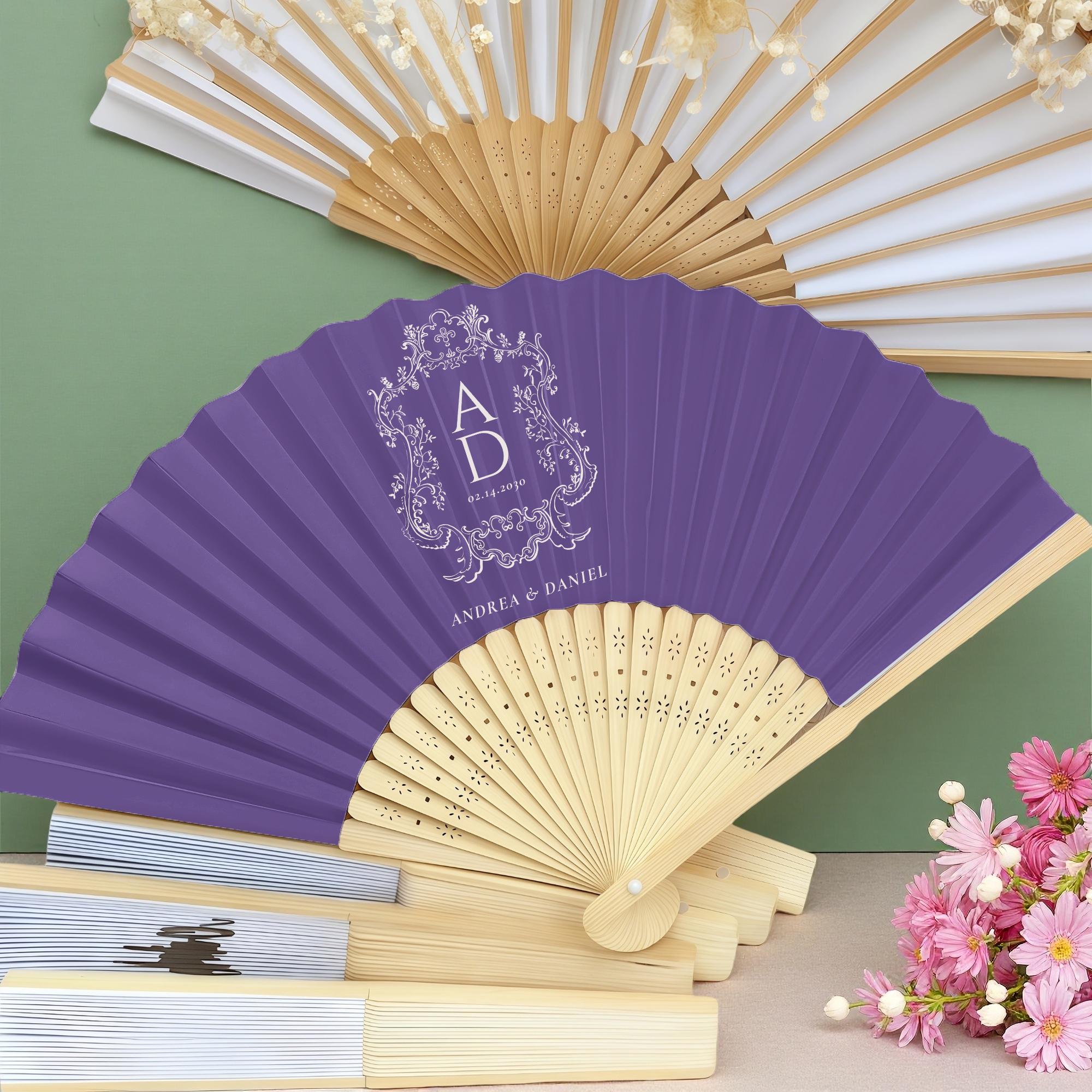 Personalisierte Hochzeit Handfächer - Monogramm, Farbe / Design wählen - Personalisierte Brautjungfer Geschenke, Sommerparty & Zeremonie Fans