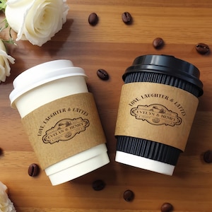 Custom Wedding Cups | Personalized Coffee Cups with Names Date, Love Laughter and Lattes Theme Party Favor Cups for Wedding