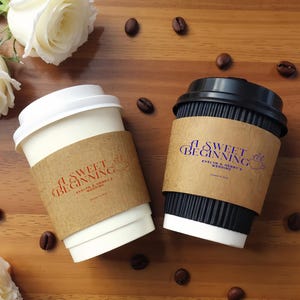 Wedding Cups Coffee Favors | Personalized Disposable Hot Drink Cups, Custom Names Date Cups for Bridal Shower and Events