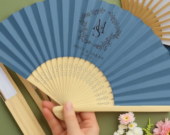 Vintage Style Wedding Fans – Personalized with Names /Date – Elegant Favors for Guests, Bridesmaids & Groomsmen
