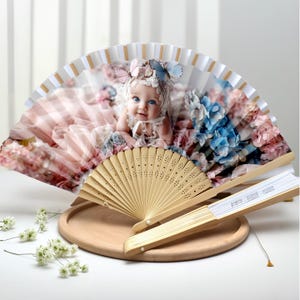 Personalized Photo Fan for Kids/Custom Birthday Party Favor/Portrait Fan with Baby Photo/Folding Hand Fan Keepsake/First Birthday Gift