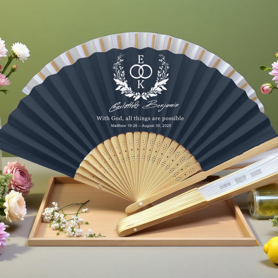 Custom Christian Wedding Fans, Religious Paper Hand Fan With Names Date ...