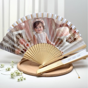 Custom Baby Portrait Fan/Photo Folding Fan for Birthday, Baptism or Baby Shower/Personalized Party Favor/Keepsake Hand Fan Gift