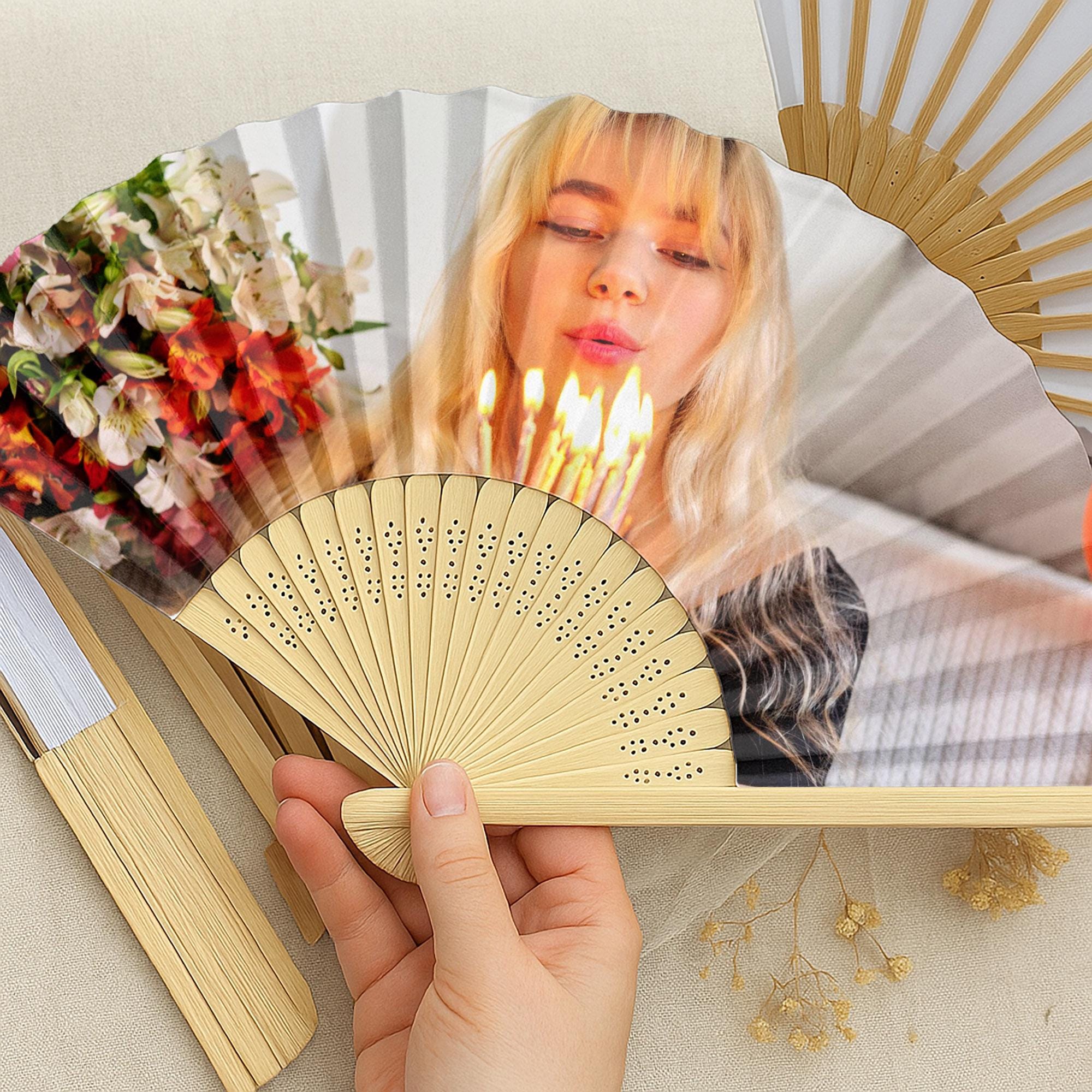 Dolce & Gabbana Yellow Gold and White Printed Hand Fan 12 White & Gold Hand Fans: Personalized Quinceañera Wedding  main image 2