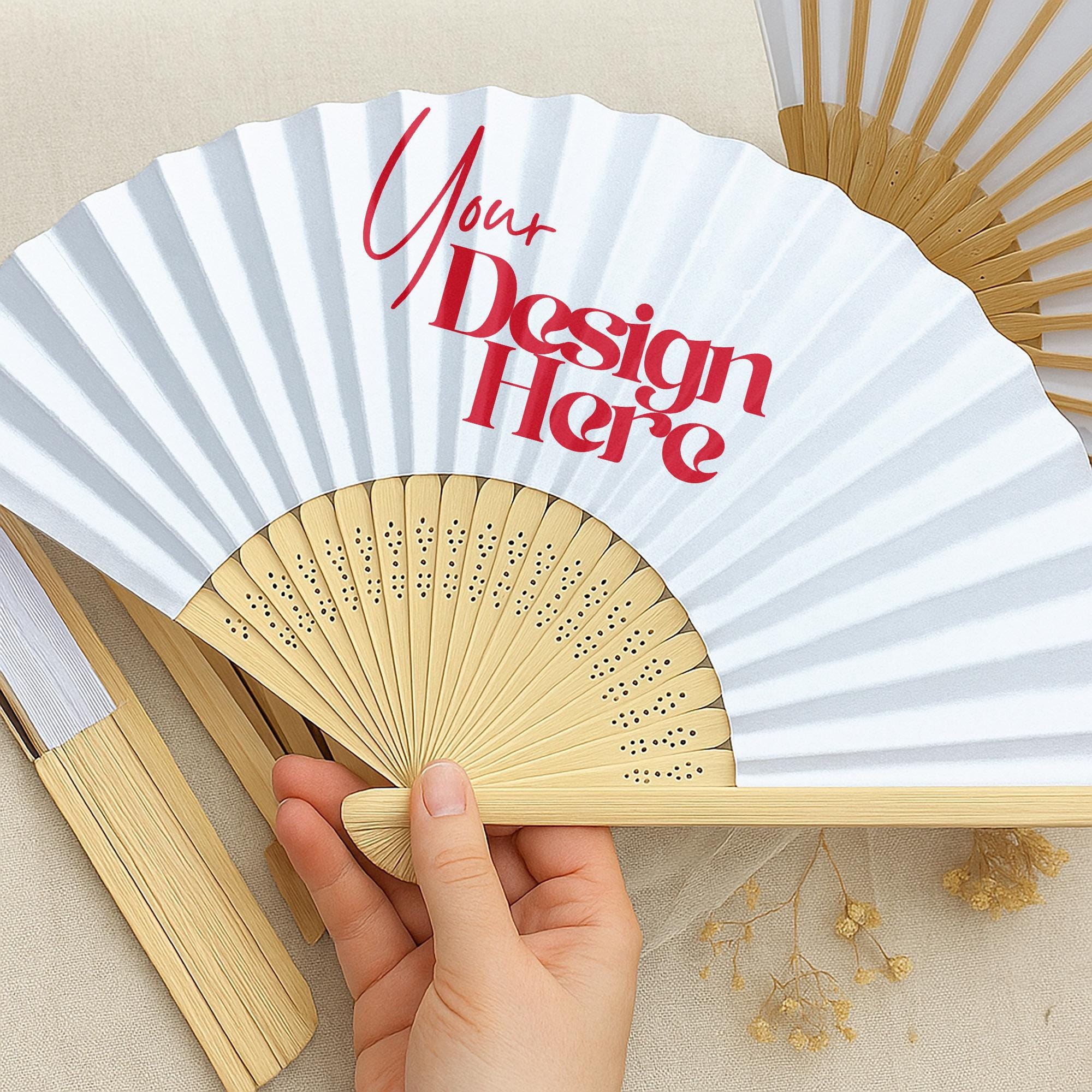 Custom Folding Hand Fan with Logo, Text or Design - Personalized Fan for Wedding, Party Favor, Bachelorette, Bridesmaid or Birthday Gift