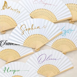 Custom Fan – Personalized Silk Wedding Fans in Bulk, Great for Bridesmaids, Party Favors, Quinceañera, Birthday & Guest Keepsakes