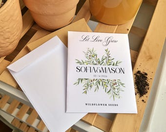 Wildflower Seed Wedding Favors in Bulk | Custom Seed Packets with Seeds | Bridal Shower Guest Favor | Rustic Personalized Gift Idea