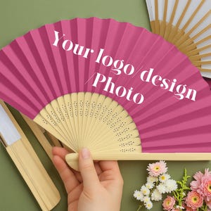 Custom Logo Paper Fans Printed Folding Fans with Your Own Artwork Name or Photo for Corporate Event Promotion Wedding Party Favor