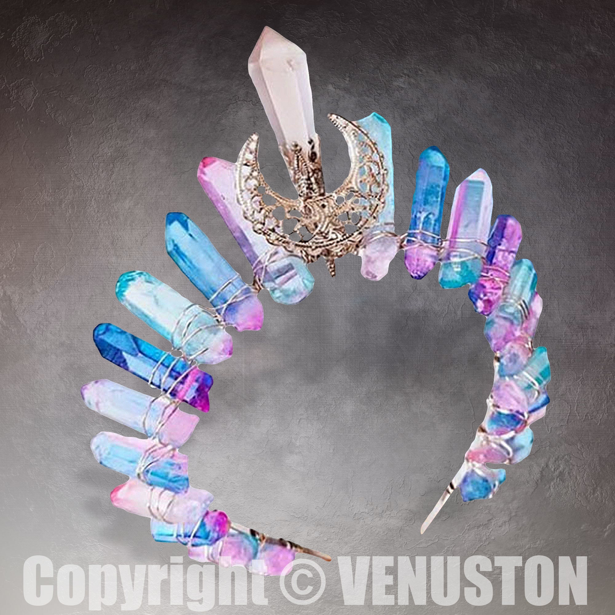Vintage Raw Crystal Crown-handmade Witch Headband for 