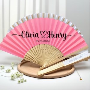 Wedding Hand Fans | Personalized with Names, Date & Color Options | Custom Folding Fans for Guests | Unique Wedding Party Favors