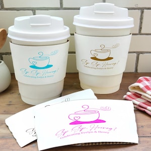 Wedding Cups Coffee Favors | Personalized Disposable Cups with Names Date, Custom Hot Drink Paper Cups, Bridal Shower Party