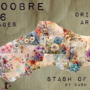 Doobre - Multicoloured Layered Botanicals, Junk Journal Printable Pages, Digital Junk Journal, Instant Download