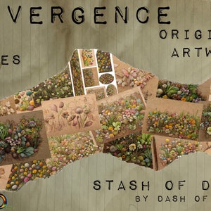 Divergenza, Fiori delicati, Fogliame, Appunti di campo, Carta Kraft, Documenti digitali, Fiori, Stampabili di diario, Digitali, Download istantaneo