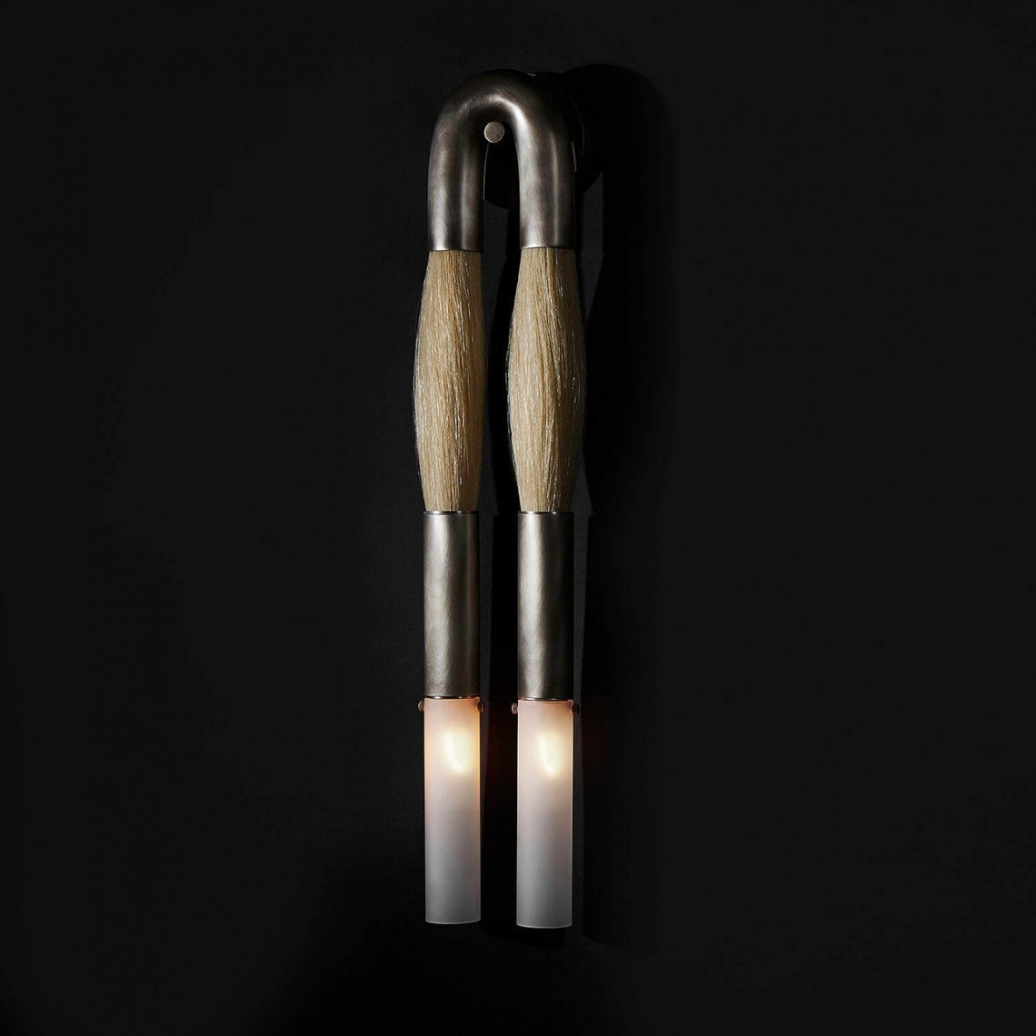 Real Horse Hair Wall Sconce Brush Nickle Sconce Italian Etsy