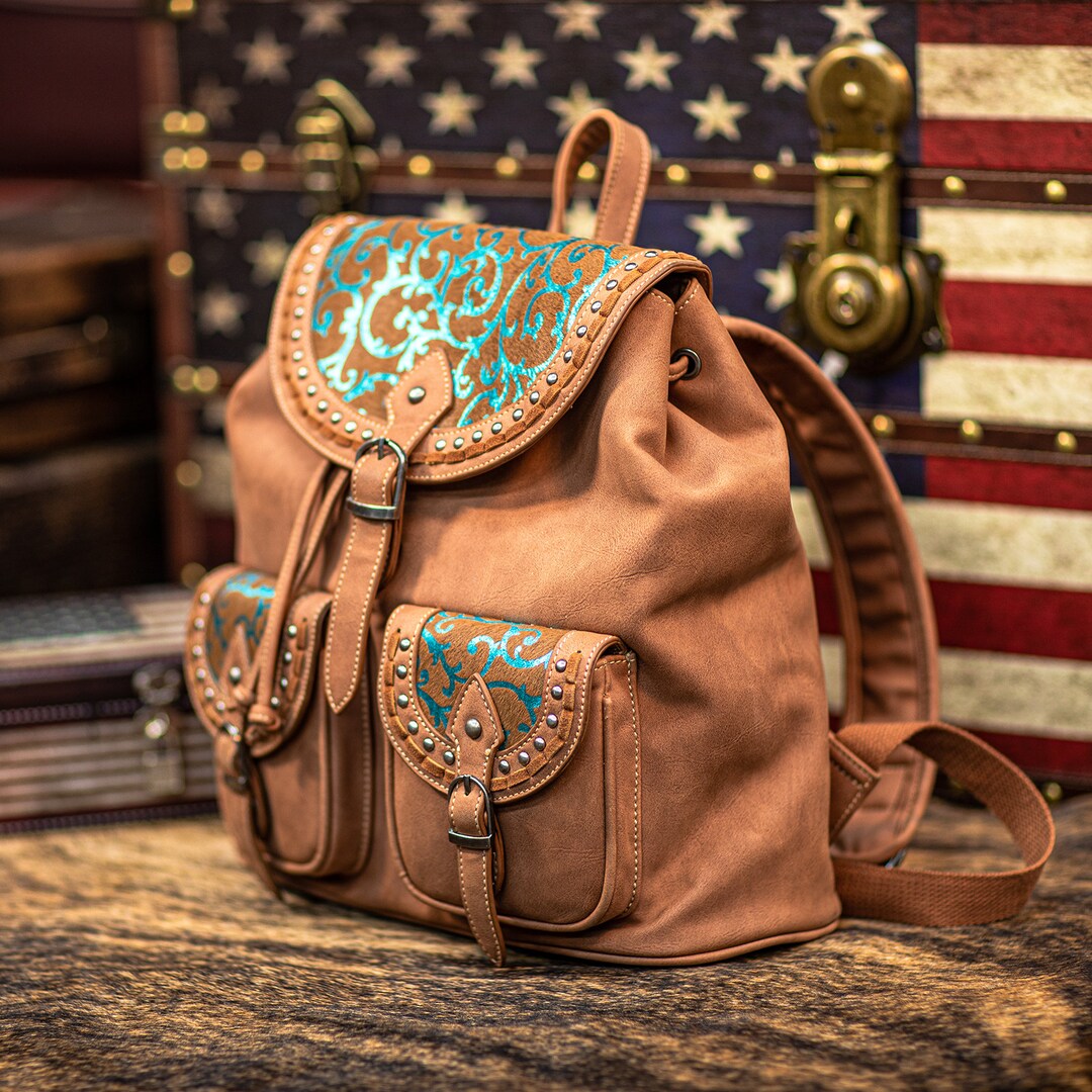 Western Cowhide Backpack Concealed Carry Leather Purse Etsy