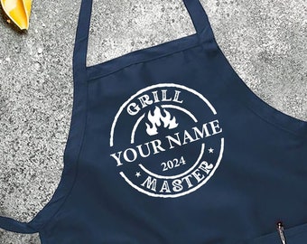 Personalized Grill Master Apron, Printed Kitchen Apron for Women & Men, Personalized Gift, Cute Apron For Women Men,Customized Apron