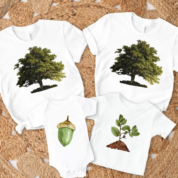 Matching Family Fathers Day Gift, Matching Shirts for Dad and two kids, Brother Sister Tee, Matching Sibling Shirt, Oak Tree and acorn Shirt