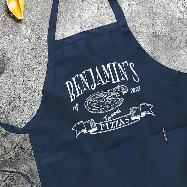 Printed Kitchen Apron for Women & Men, Famous Pizzas Custom Apron, Apron For Women Men, Printed Apron, Father's Gift, Apron With Pockets
