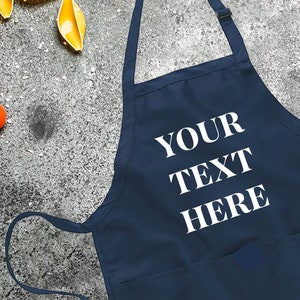 Your Text Custom Apron, Custom Cooking Gift for Mom, Printed Personalised Apron with pockets, Printed Kitchen Apron for Women & Men