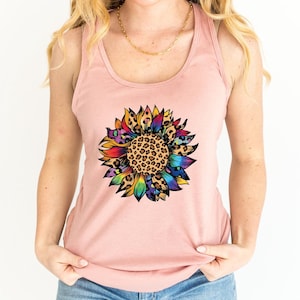 Sunflower Tank Tops, Womens Summer Tops and Clothing, Sun Flower Flowy Tank Tops, Funny Summer Tank Top, Summer Woman Tank, Sunflower over