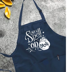 I Put A Spell On You Apron, Customized Halloween Apron, Witch Apron, Halloween Apron For Woman, Trick Or Treat Gift, Halloween Kitchen Gift