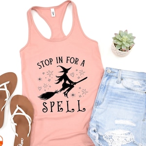 Spells & Potions tanktop, Witchy art tank, Witchcraft halloween ladies tee, Wiccan racerback top,Fitted occult black magic ladies shirt gift